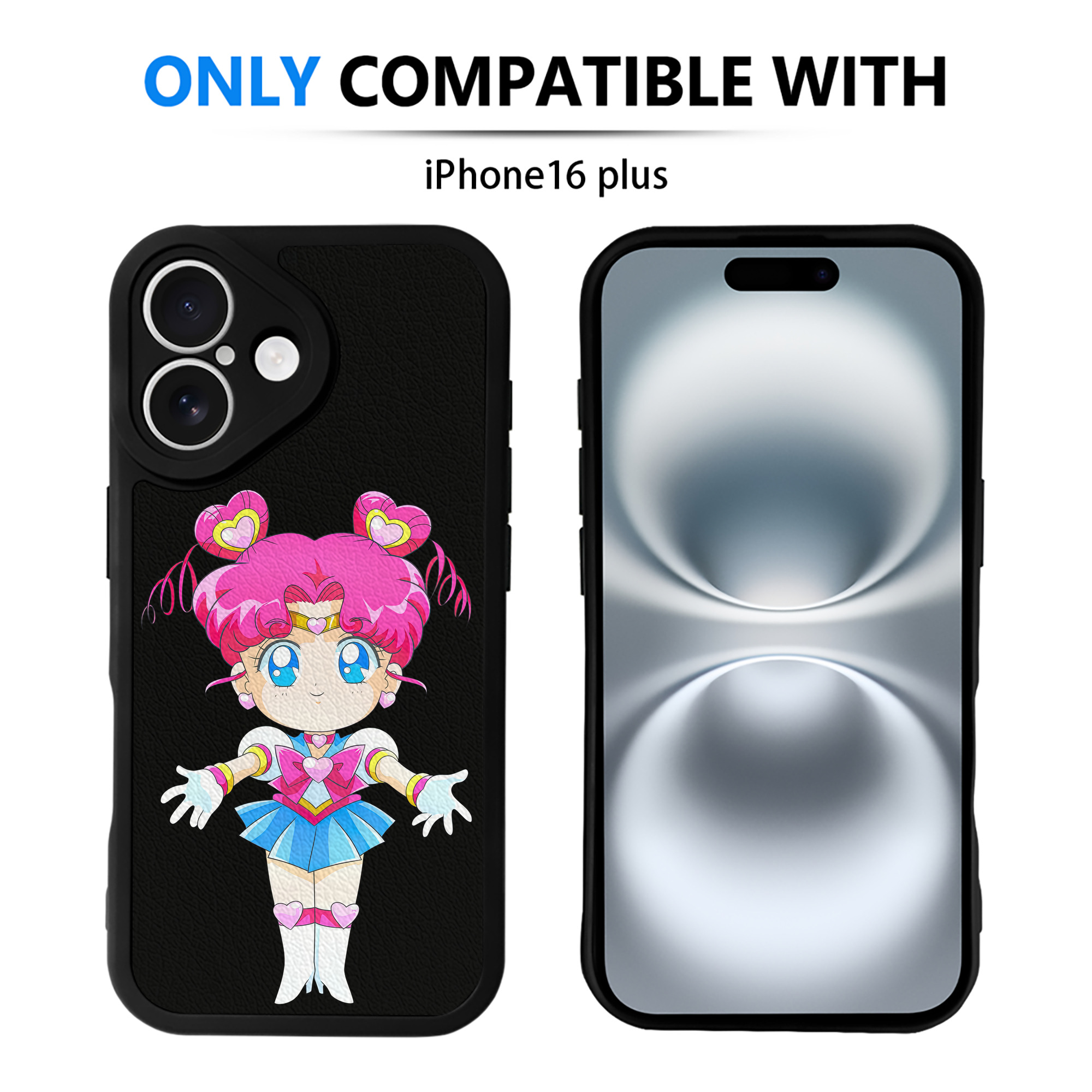 （画像用） 美少女戦士セーラームーン ちびうさ Sailor Moon Chibiusa Tsukino Usagi Small Lady Serenity 【iPhone 16シリーズ対応】シリコンスマホケース（レザー調） 材質：シリコン
